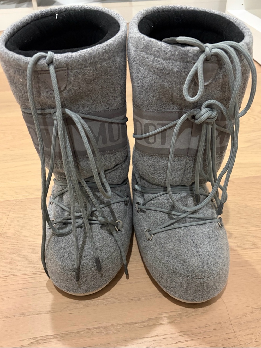 Moon Boot Kids Gray Wool-Style Snow Boots